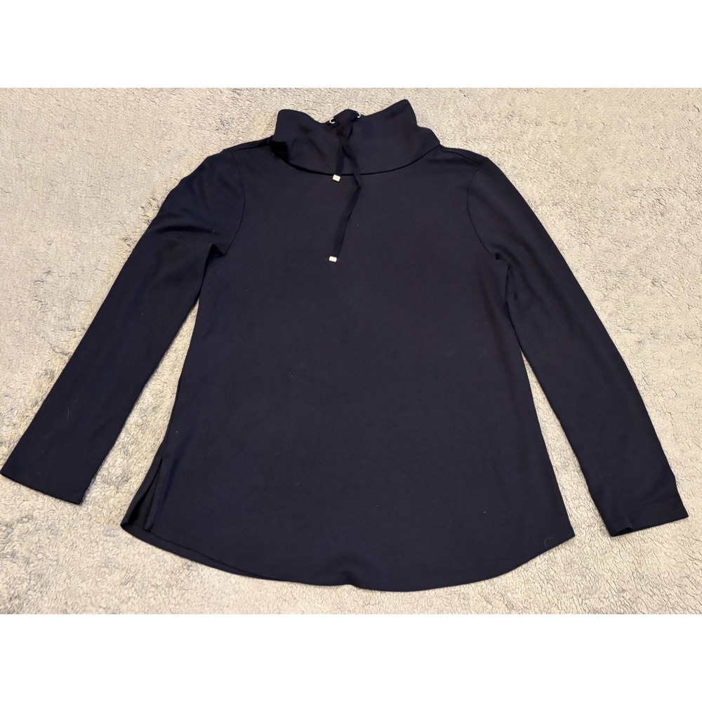 Ann Taylor Funnel Neck Sweater Top Womens Medium Navy Blue Pullover Sweatshirt